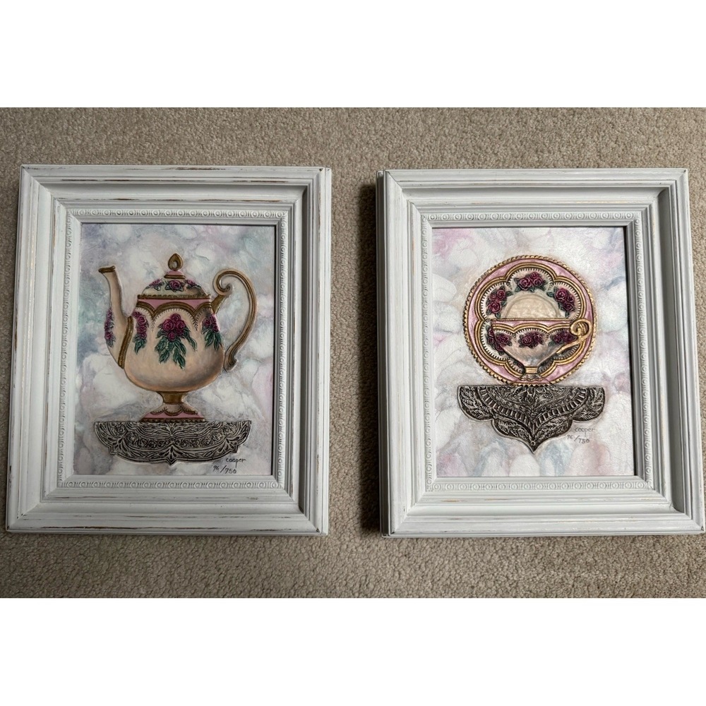 Cottagecore framed art mixed media 3D/embossed Creative Galleries Set Of 2